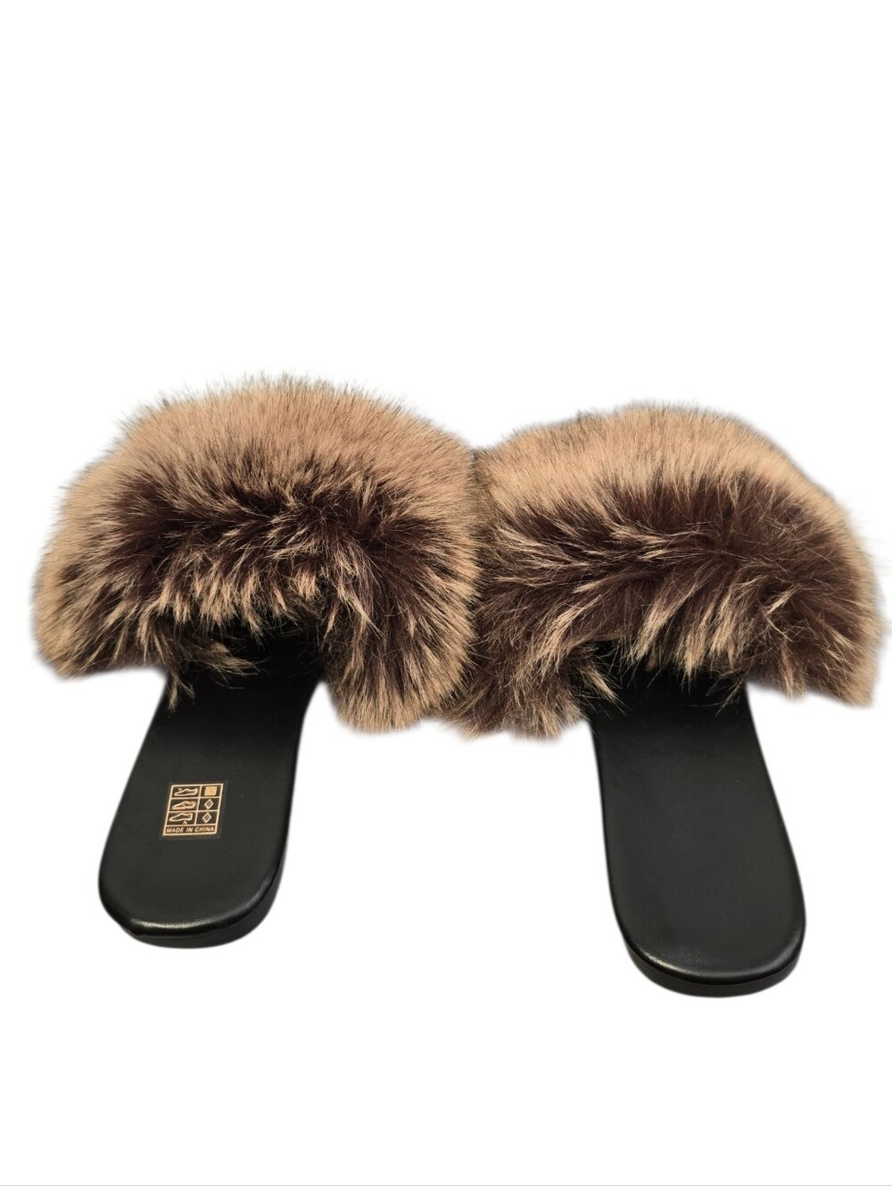 Classy Slide Sandal Faux Fur  Brown